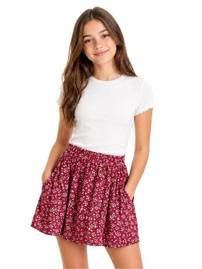 Bonton Cotton Floral Elastic-Waist Girls' Skirt Size 12